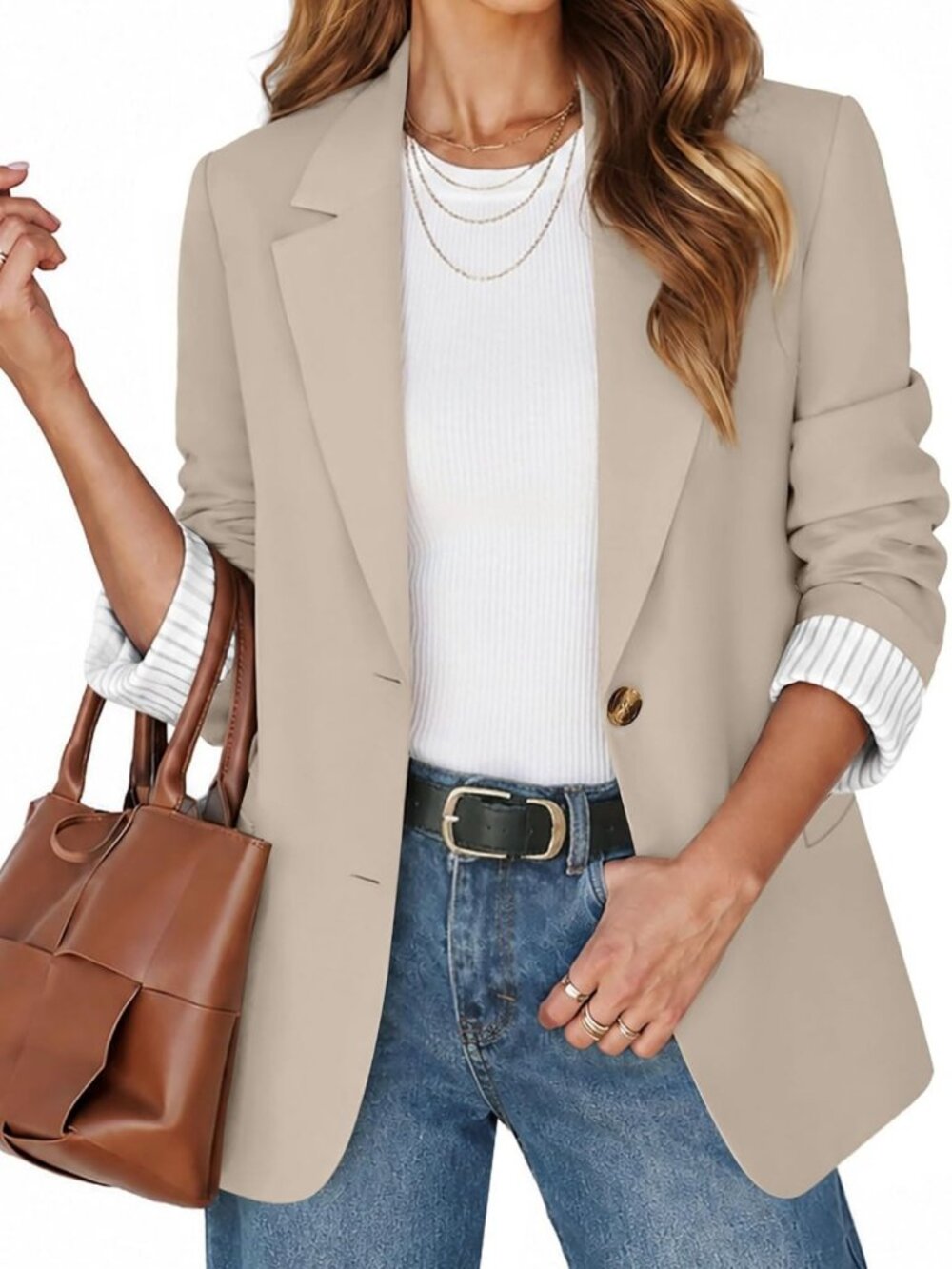 Chic Women's Long Sleeve Blazer Jacket - Stylish Work Suit for Business Casual